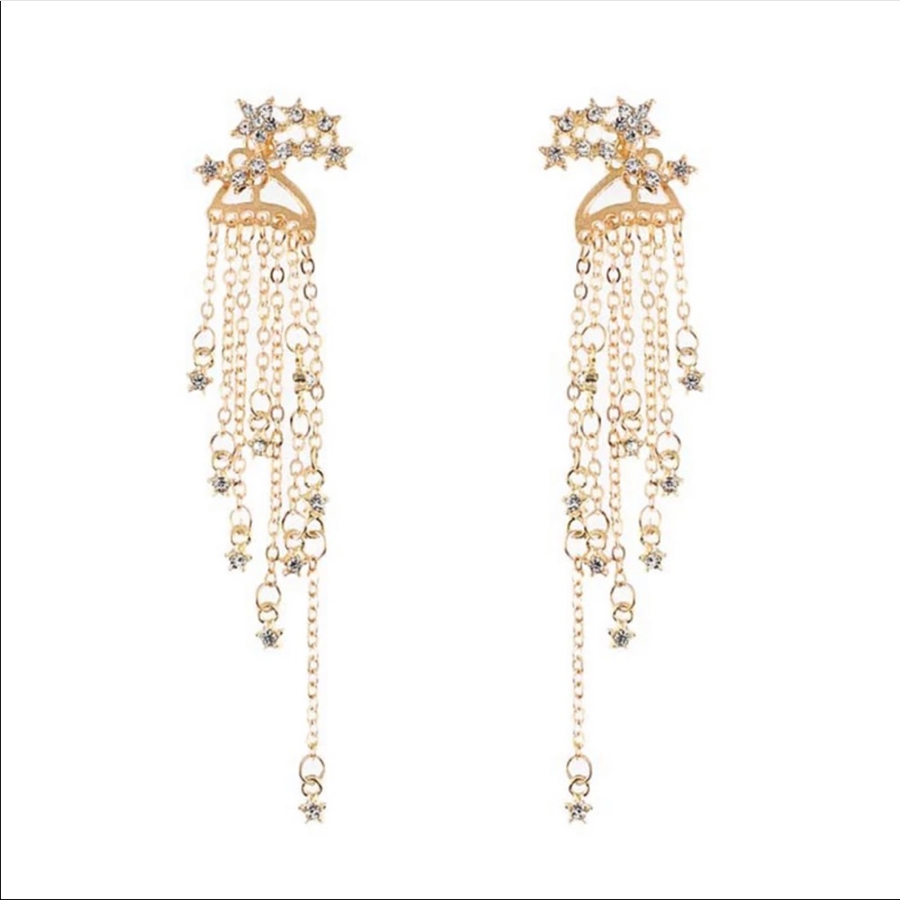 • Taya • Star Pendant Fringe Earrings - Picture 2 of 5